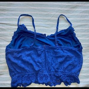 Blue ruffled crop top